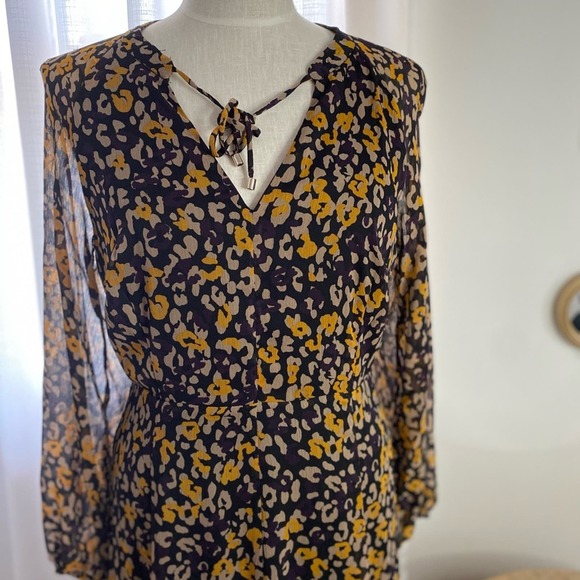 Flowy blouson sleeve midi Chiffon dress - Picture 5 of 5